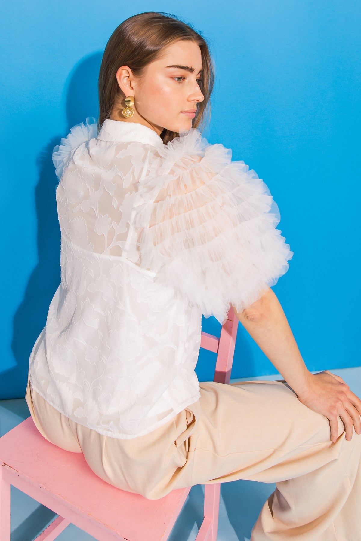 Beautiful Oasis Ivory Woven Top
