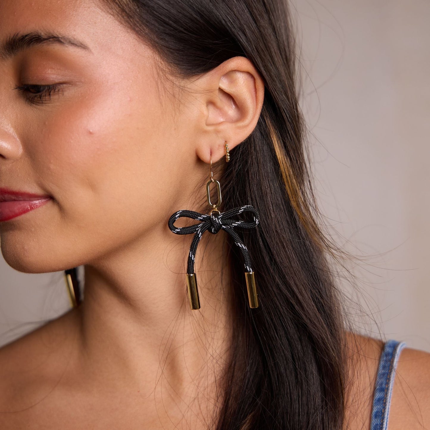 Black Simone Cord Earring