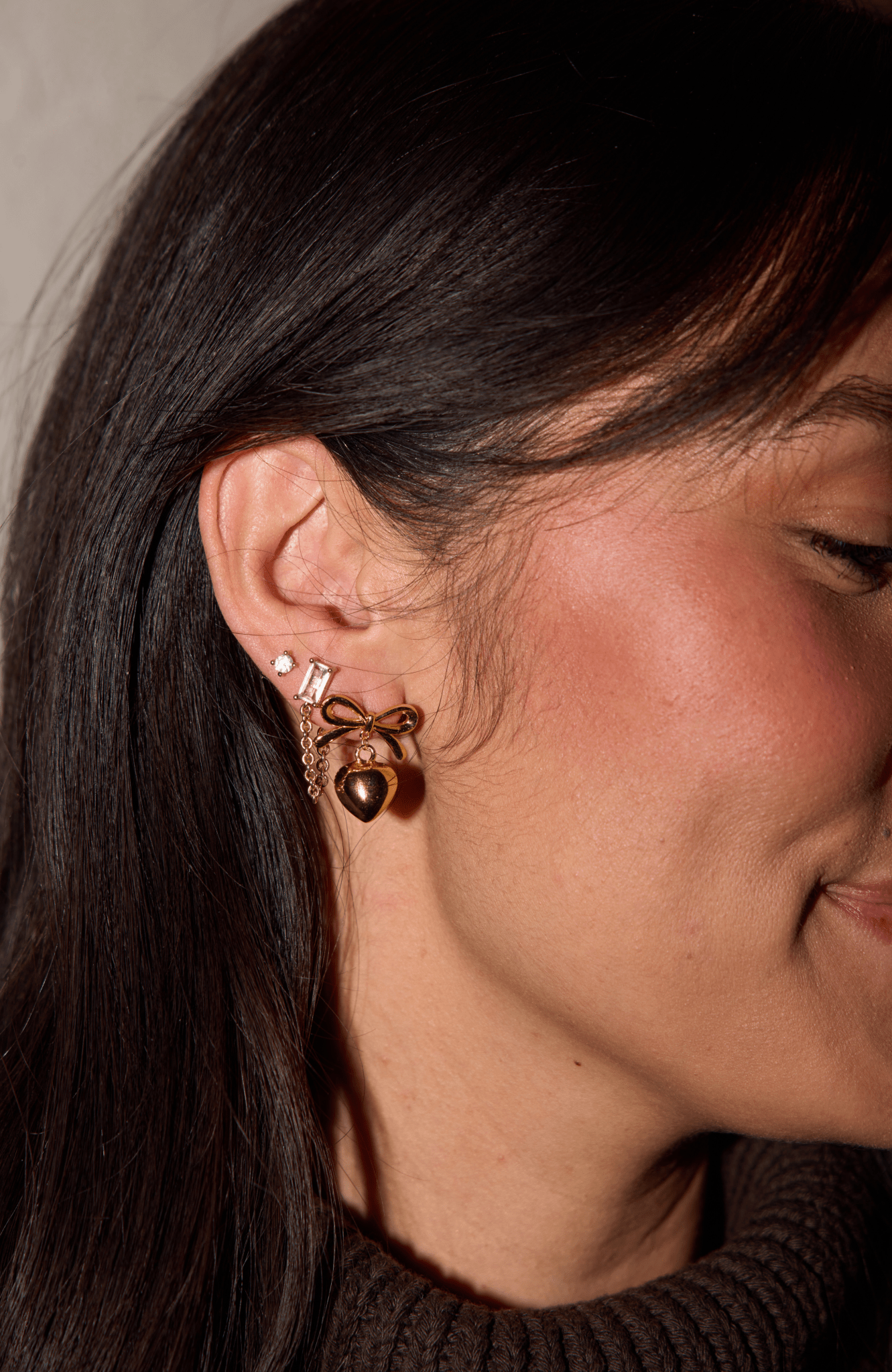 Bow & Heart Drop Earrings