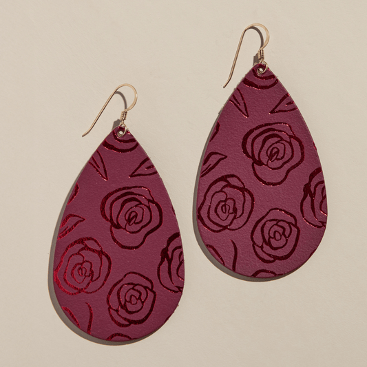 Burgundy Rosette Teardrops