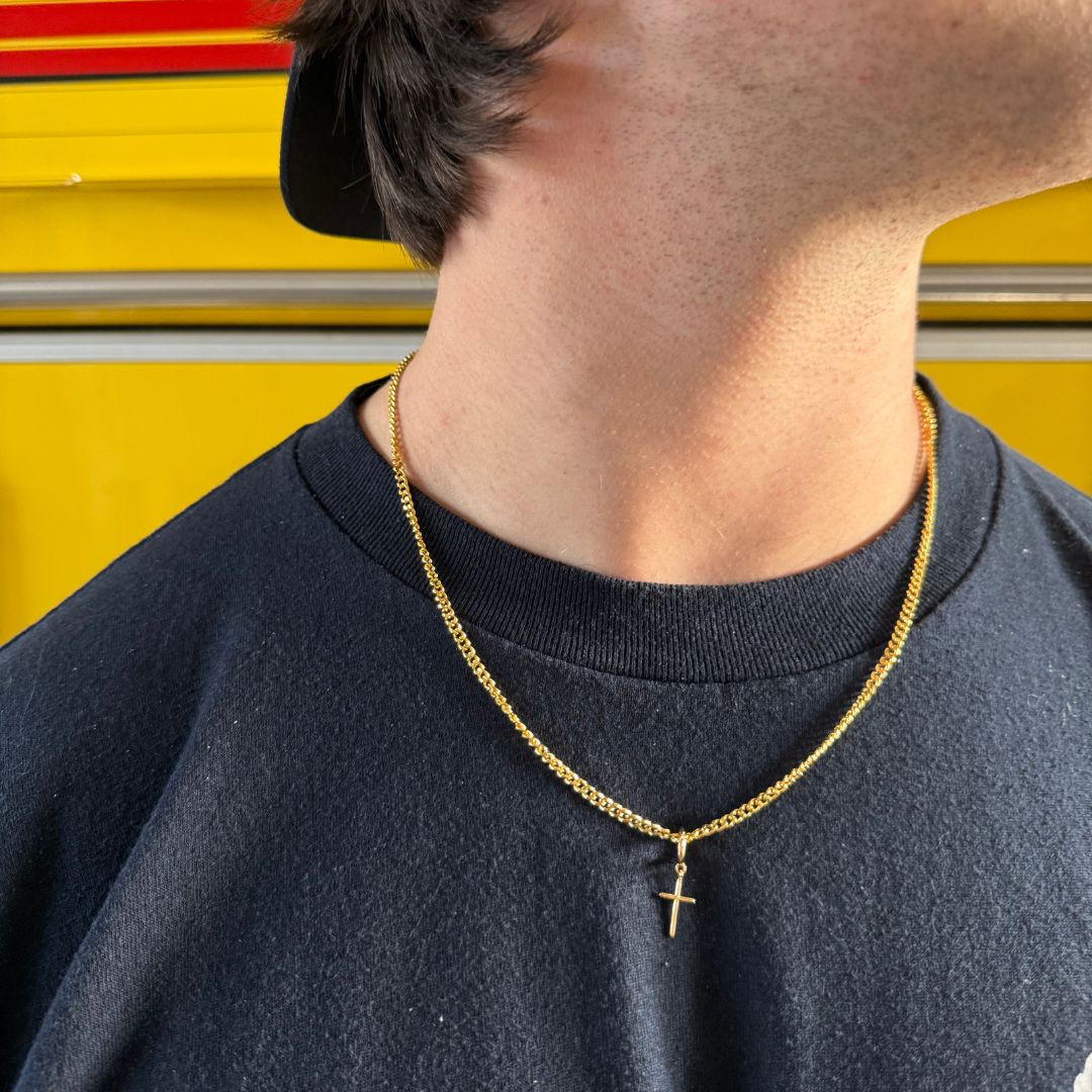 Gold Men's Curb Chain Necklace