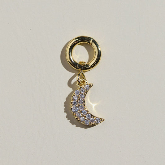 Cubic Zirconia Moon Charm