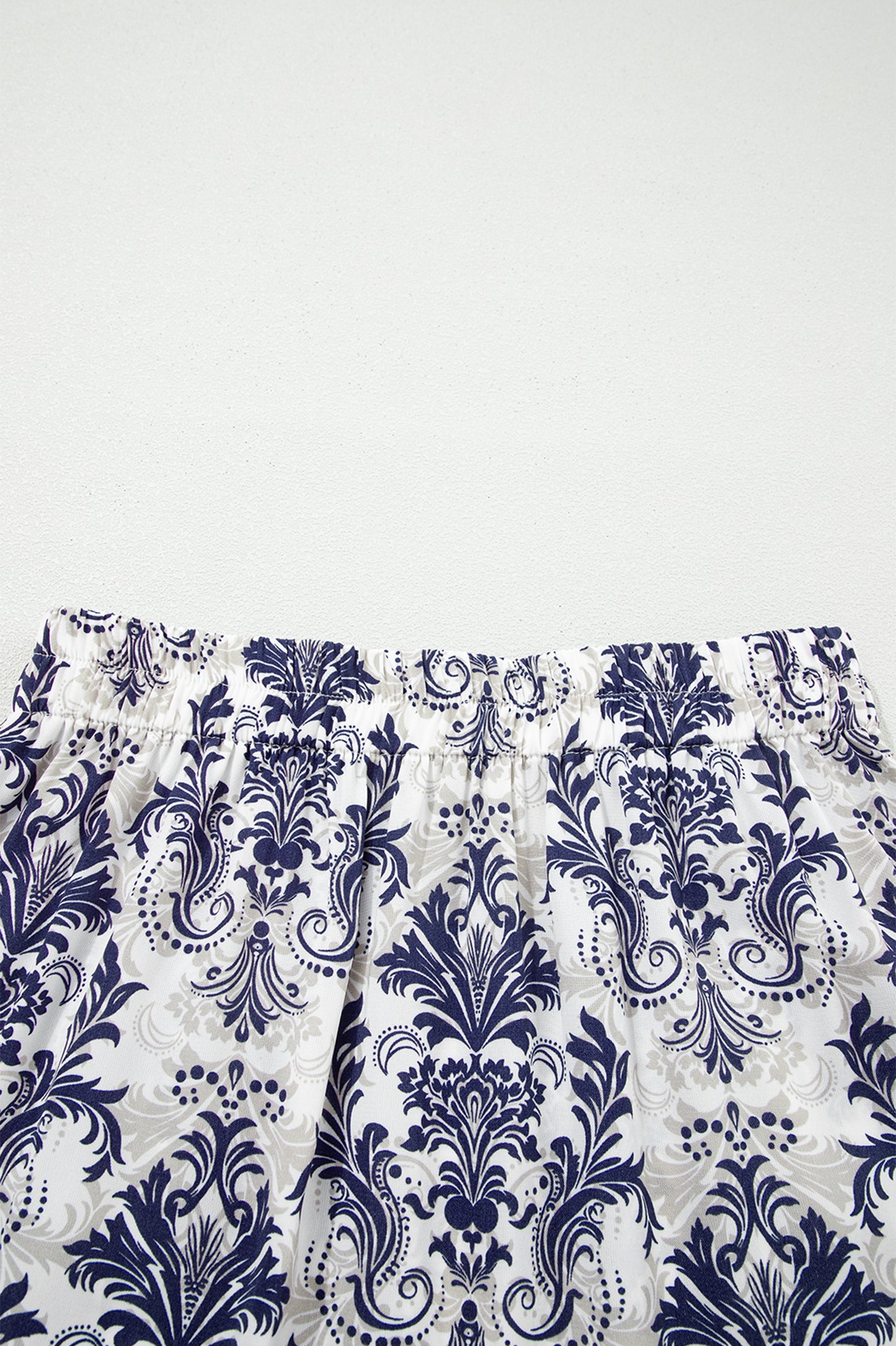 Blue Bohemian Floral Print Tiered Maxi Skirt with Split
