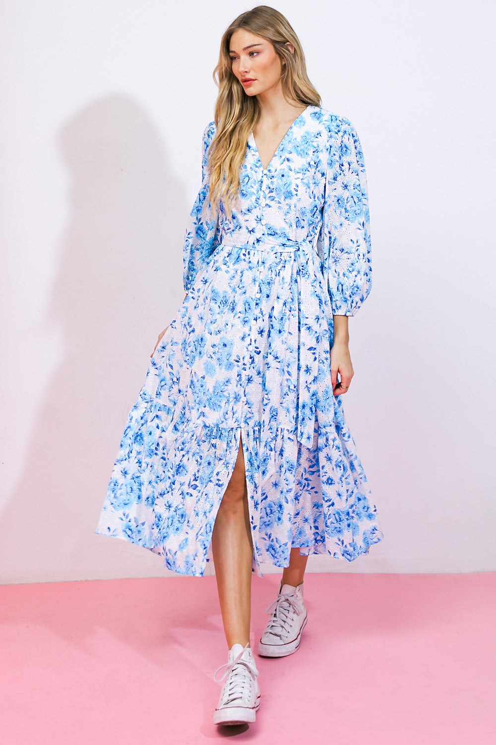 Spectacular Magic Woven Eyelet Midi Dress