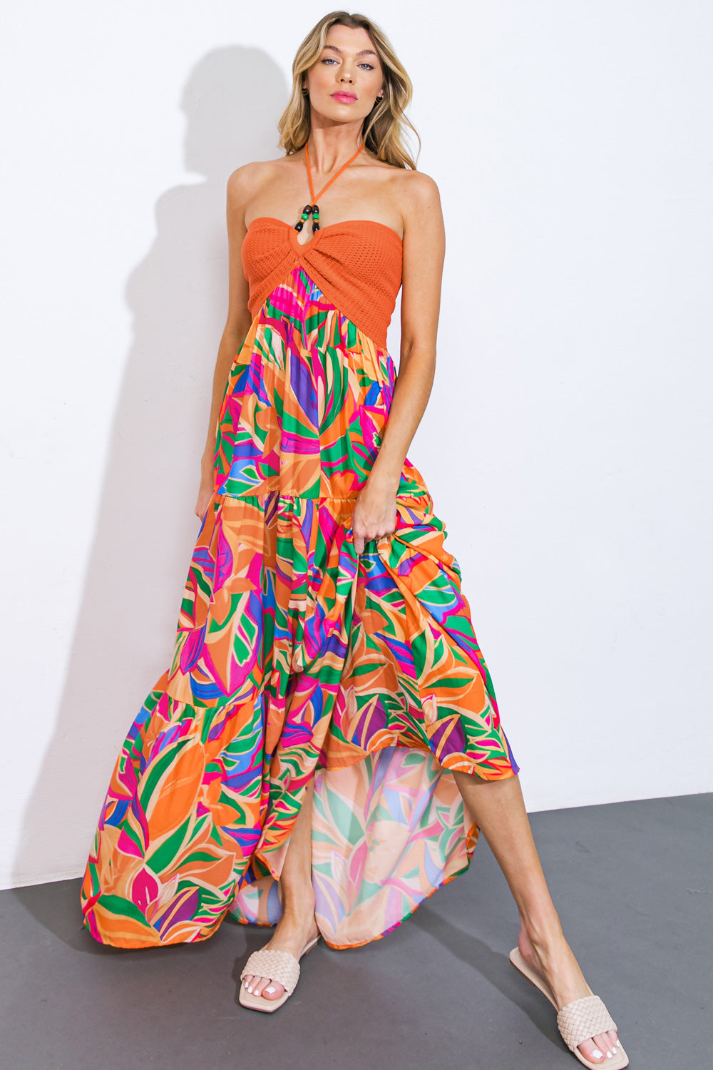 Into The Thick Of It Combination Midi Dress