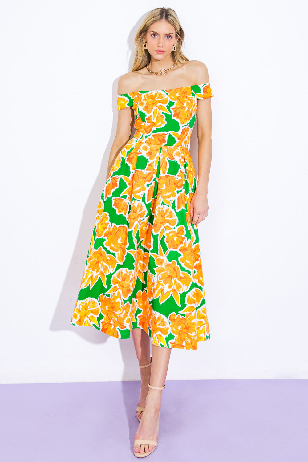 Where I Want to Be Twill Midi Dress