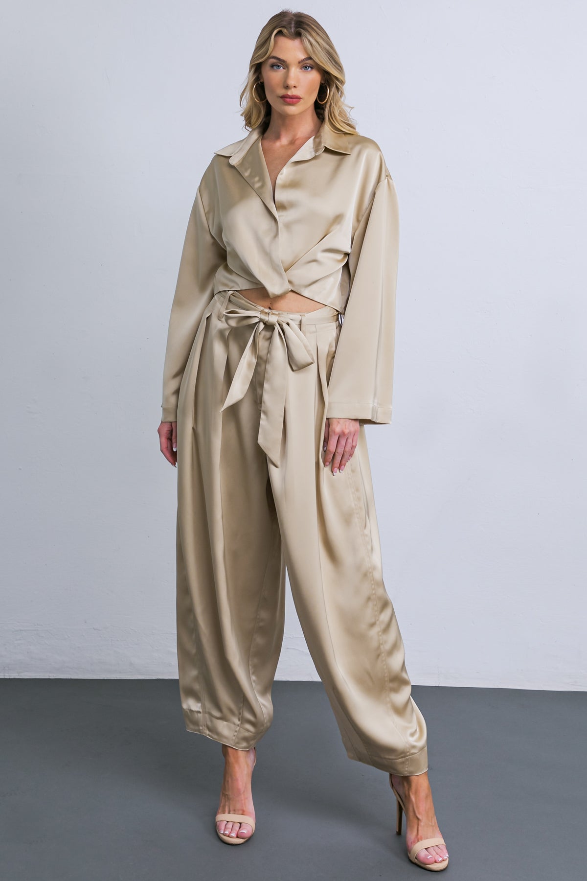 Powerful Charm Woven Satin Pants