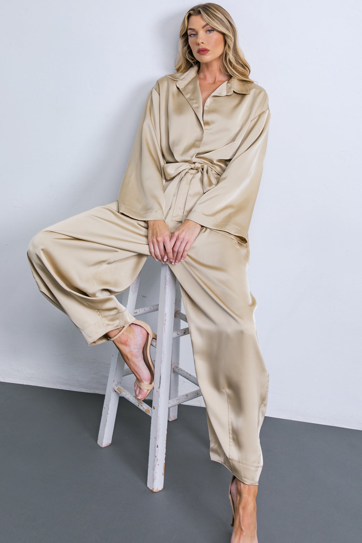 Powerful Charm Woven Satin Pants