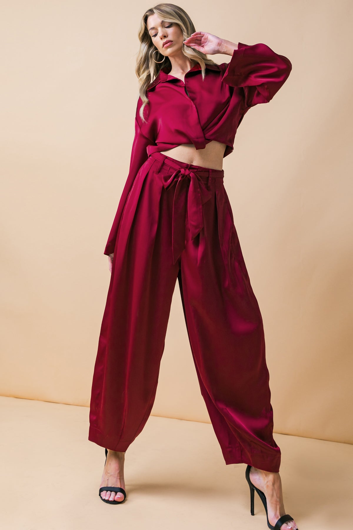 Powerful Charm Woven Satin Pants