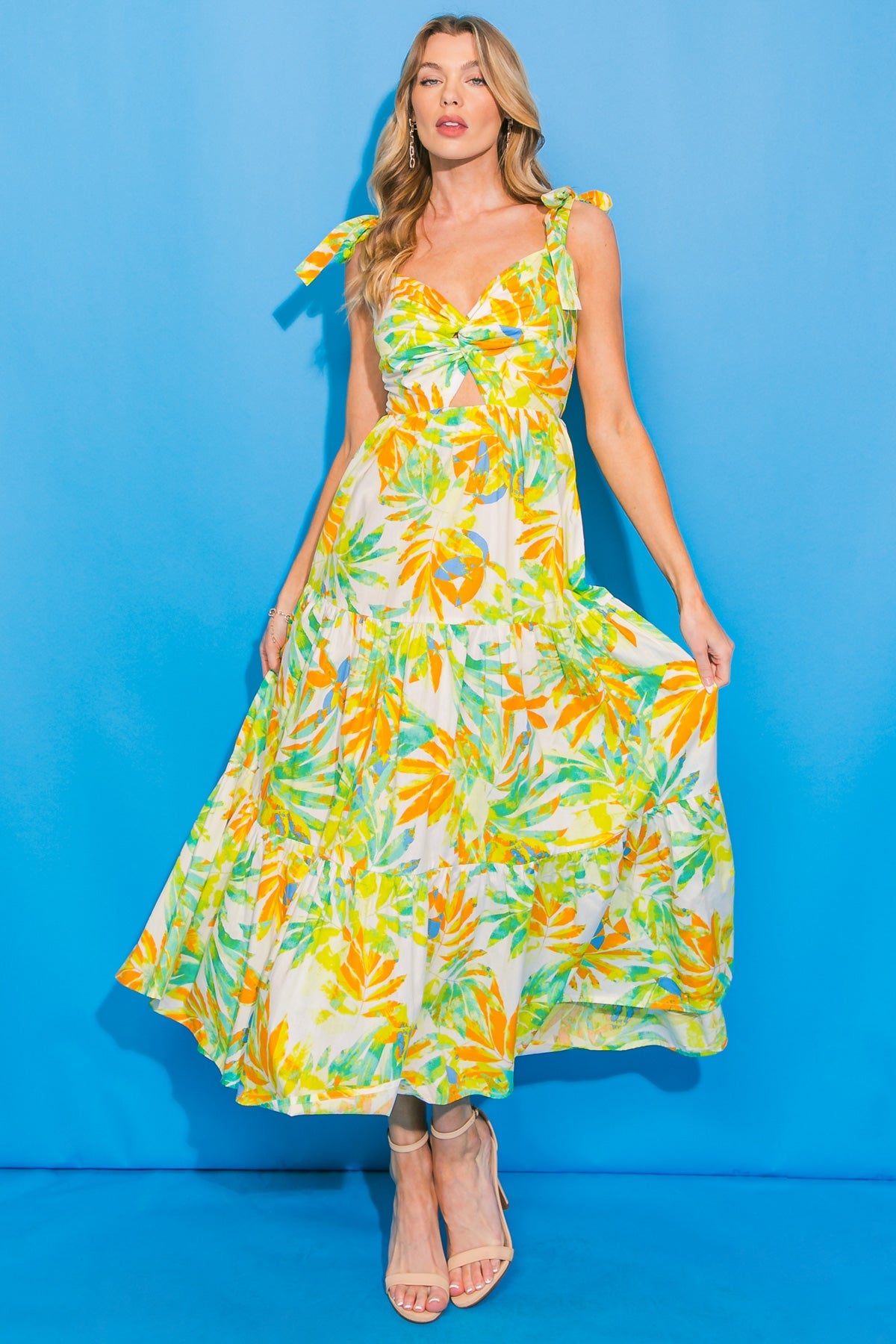 Vacation Views Floral Woven Midi Dress