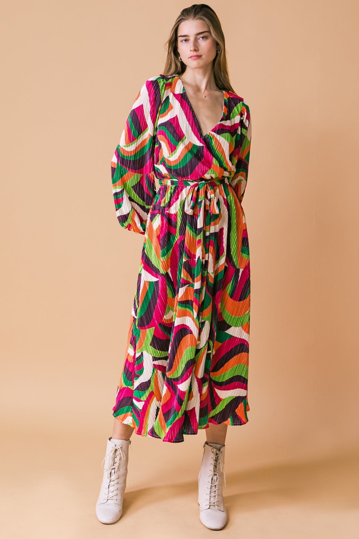 Destined to Impress Plisse Midi Dress