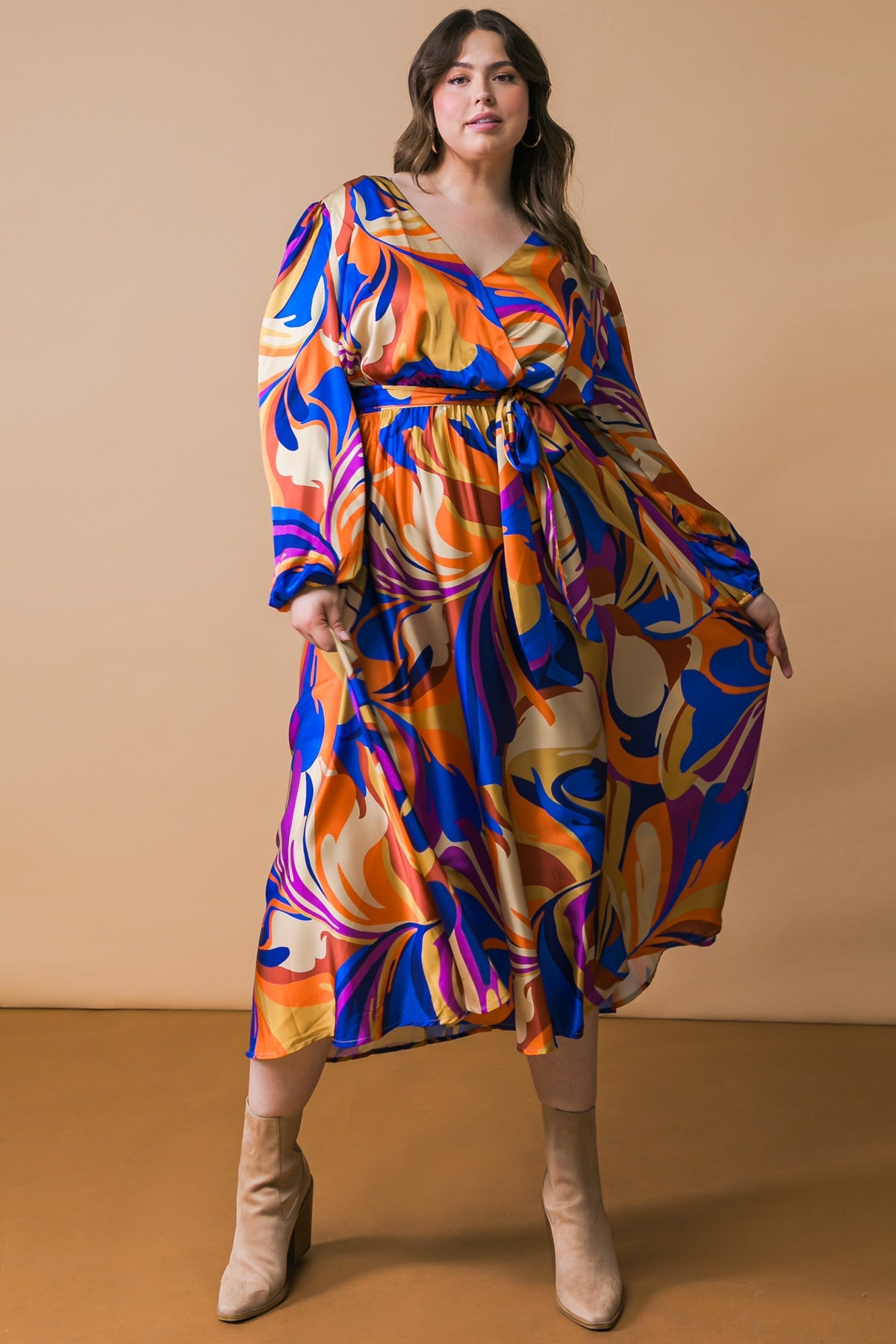 Bold Adventures Woven Satin Midi Dress