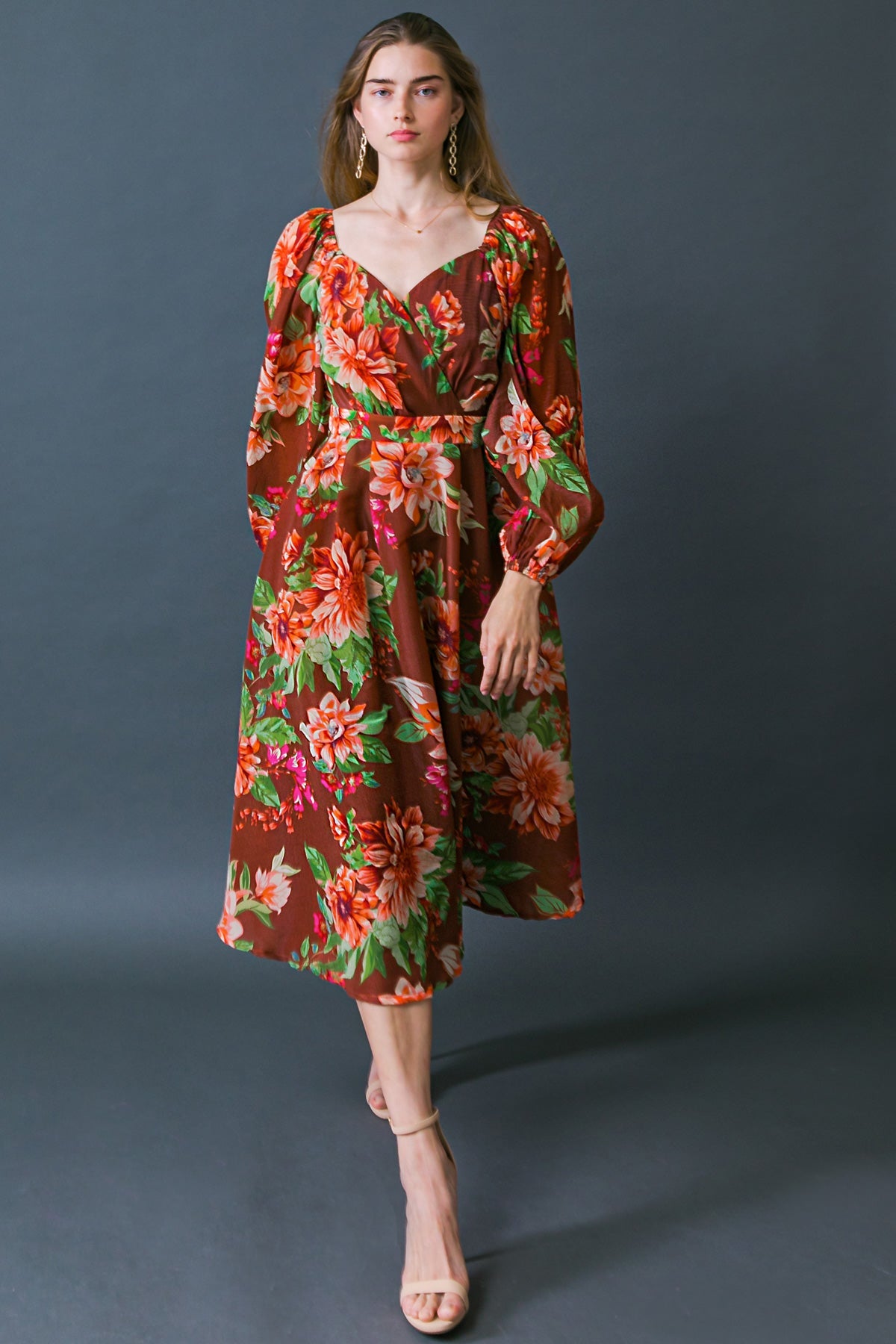 Let It Happen Woven Orgnza Midi Dress