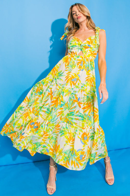 Vacation Views Floral Woven Midi Dress