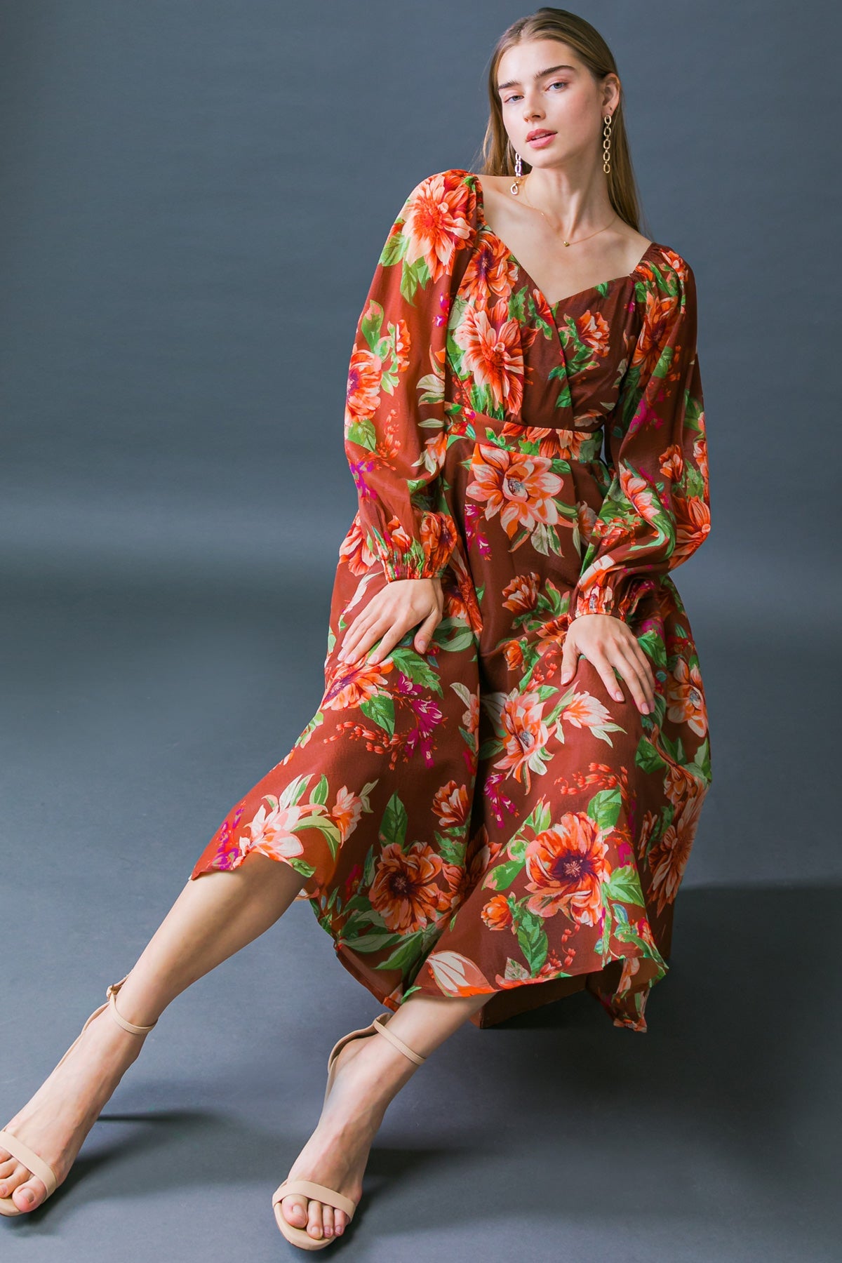Let It Happen Woven Orgnza Midi Dress