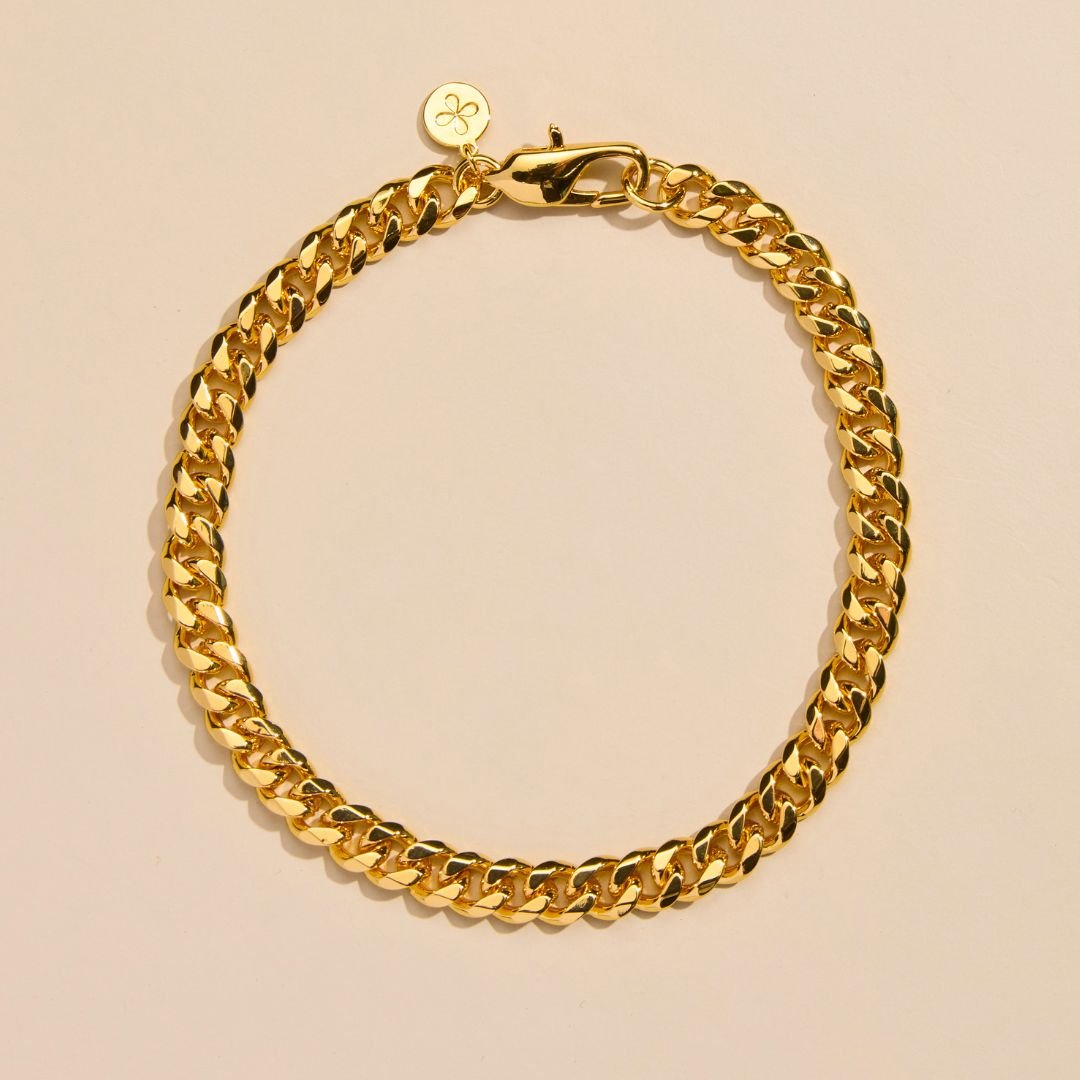 Gold Men's Curb Chain Bracelet