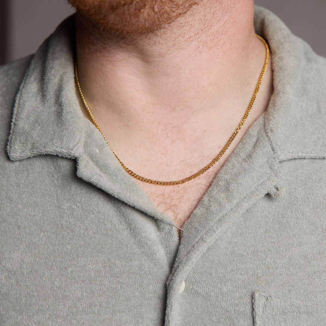 Gold Men's Curb Chain Necklace