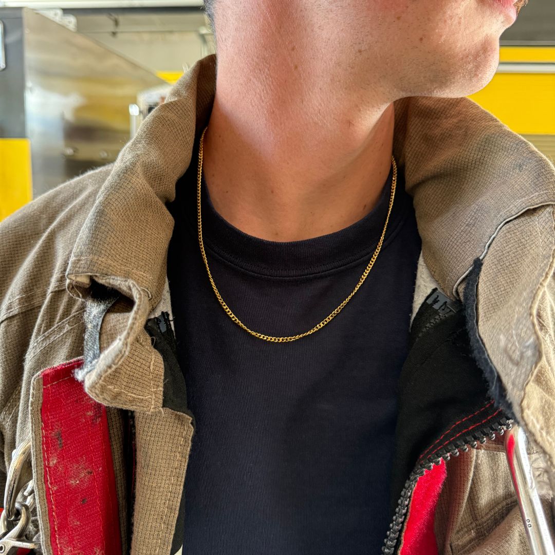 Gold Men's Curb Chain Necklace