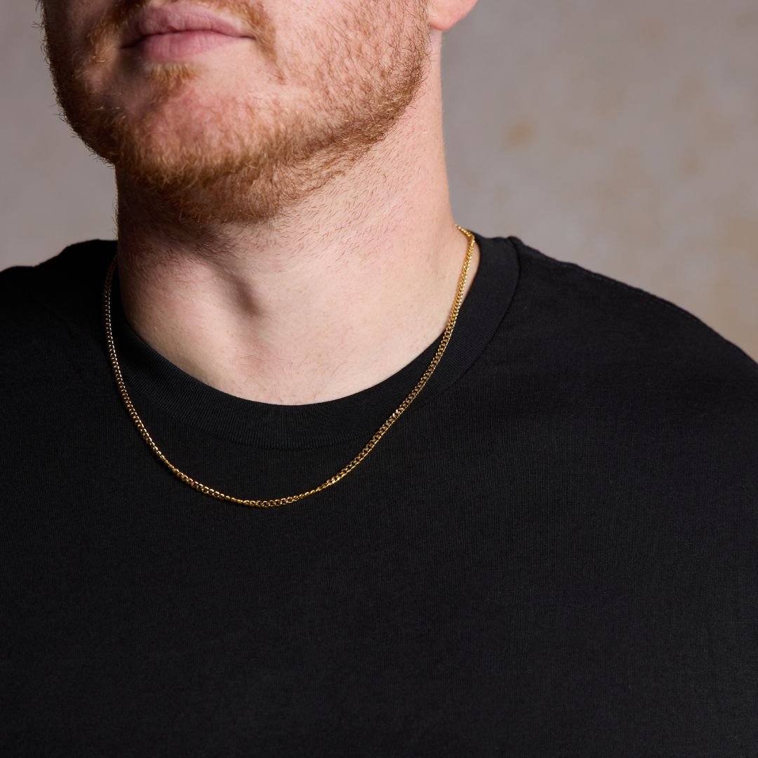 Gold Men's Curb Chain Necklace