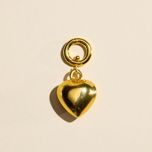 Gold Puffy Heart Charm