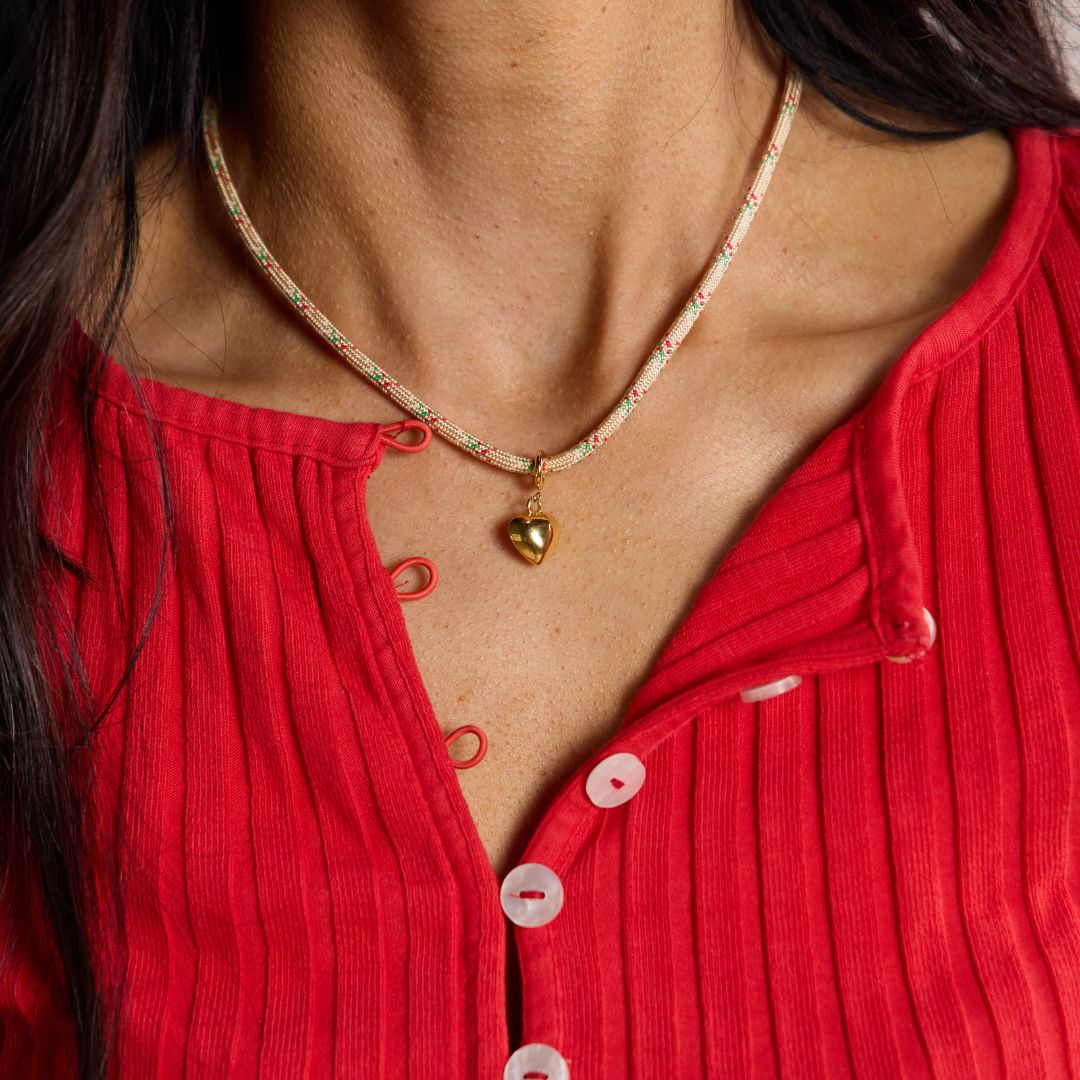 Gold Puffy Heart Charm