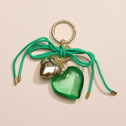 Green Heart & Cord Bag Charm