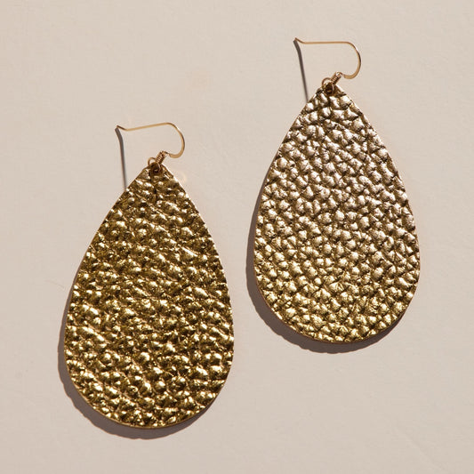 Hammered Gold Teardrops