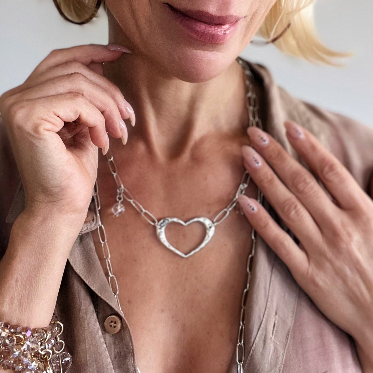 Love Open Heart Long Chain Necklace