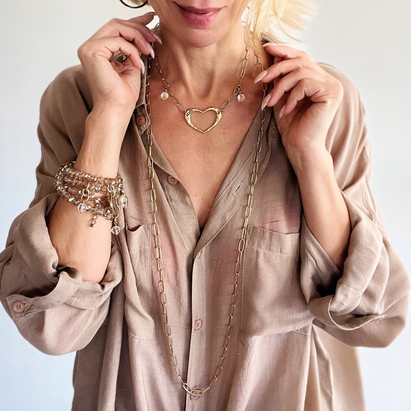 Love Open Heart Long Chain Necklace