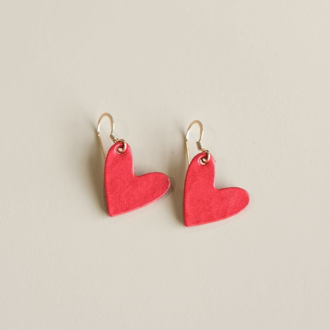 Mini Heart Leather Earrings