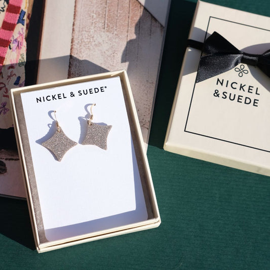 Mini Sparkle Leather Earrings