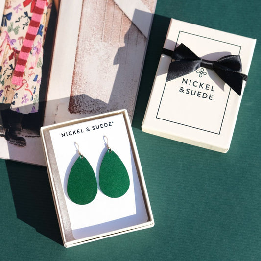 Mini Teardrop Leather Earrings