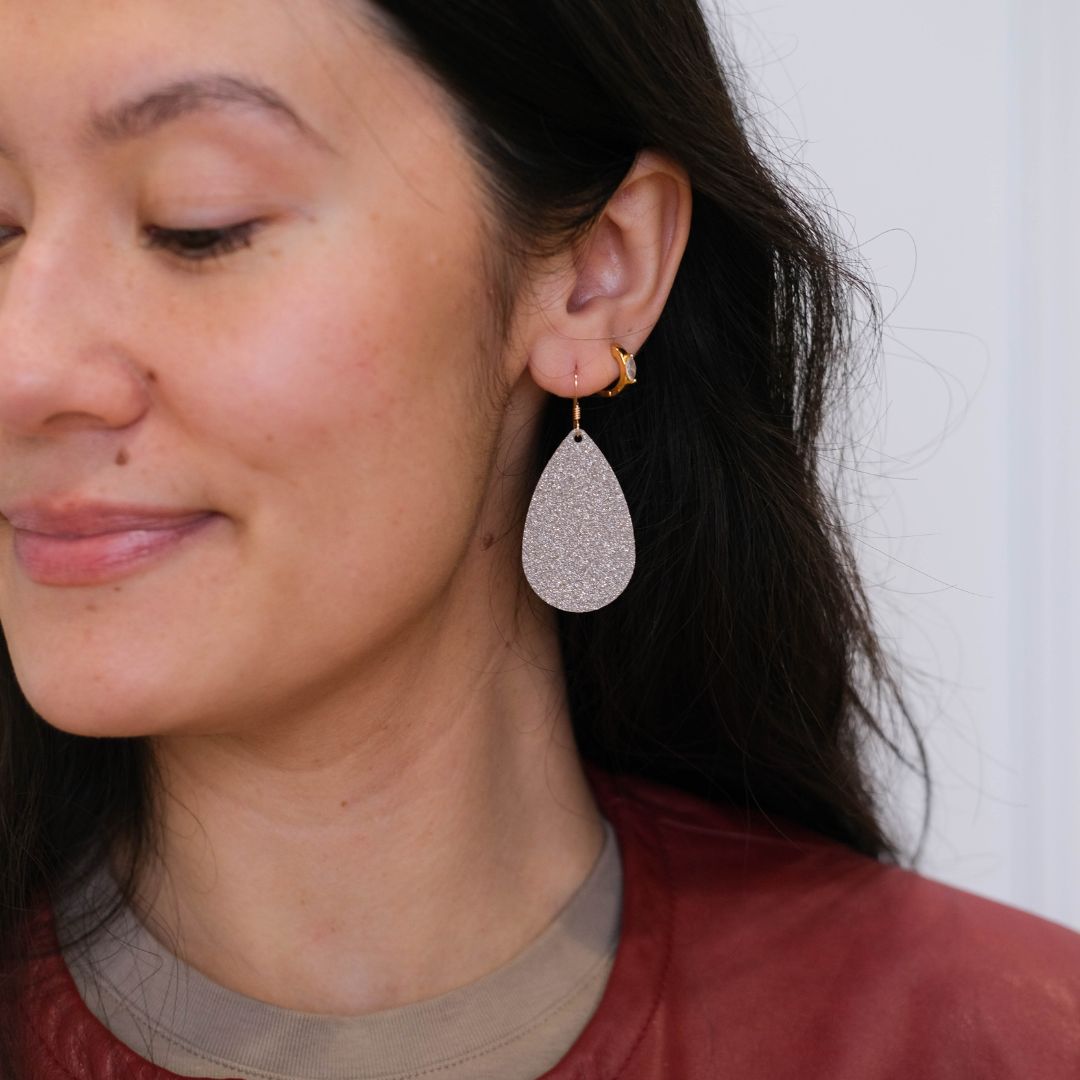 Mini Teardrop Leather Earrings