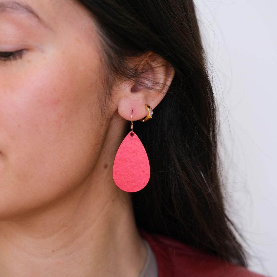 Mini Teardrop Leather Earrings