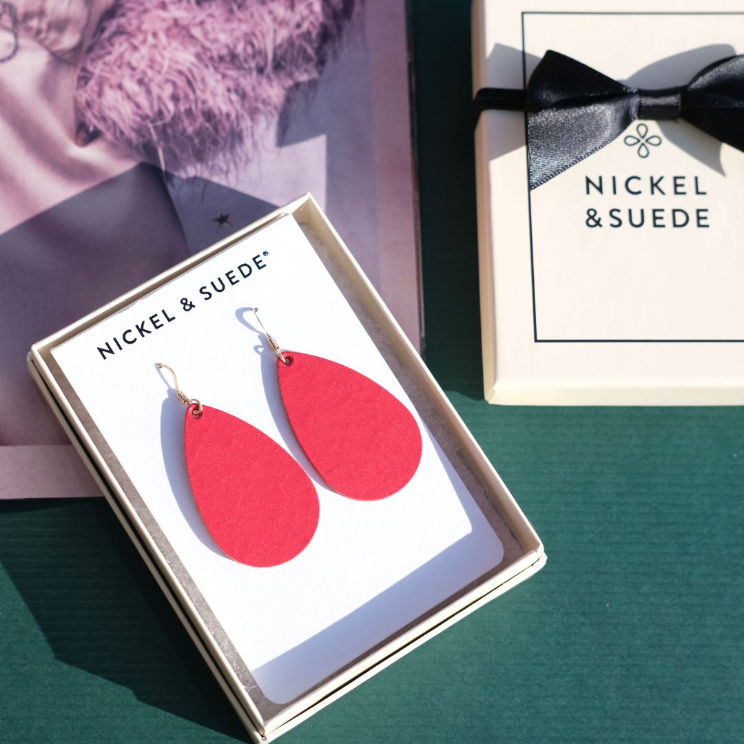 Mini Teardrop Leather Earrings