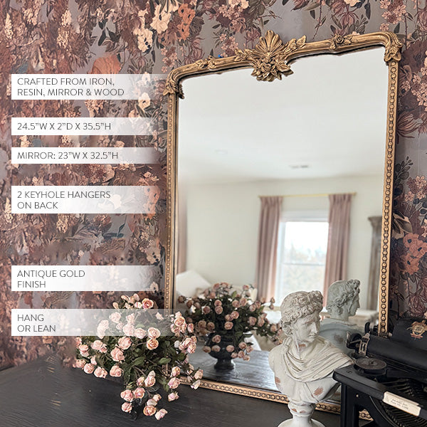 Ornate Golden Rectangular Mirror