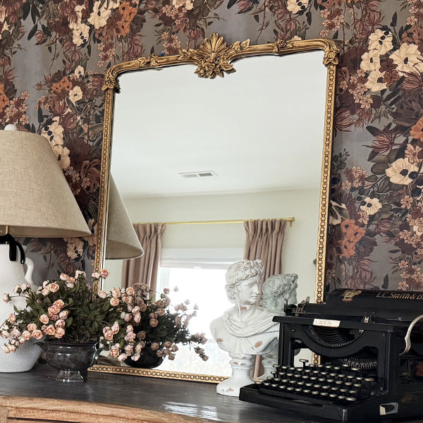 Ornate Golden Rectangular Mirror
