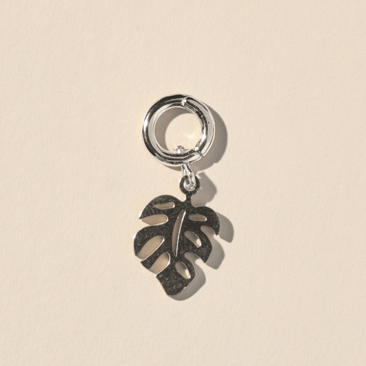 Silver Monstera Leaf Charm