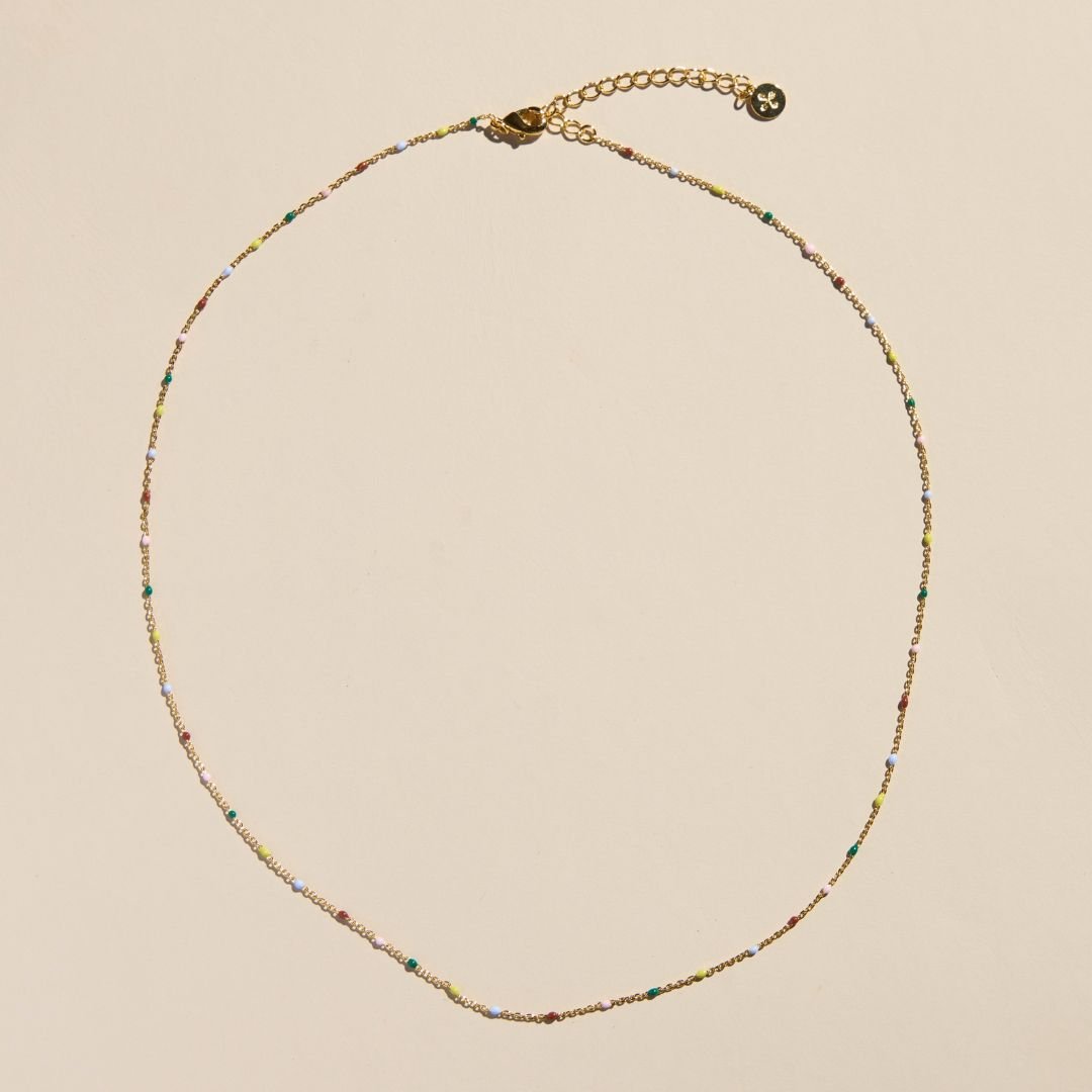 Multicolor Beaded Delicate Saturn Chain Necklace