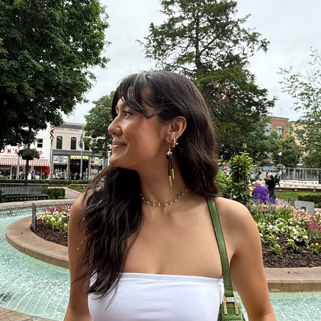 Olive Luxe Denver Cord and Crystal Earring