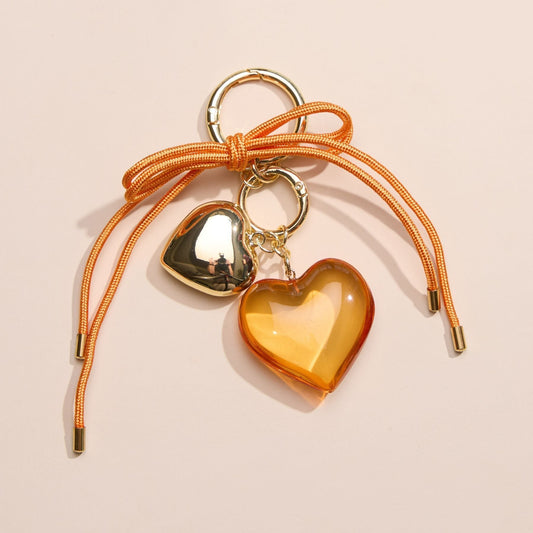 Orange Heart & Cord Bag Charm