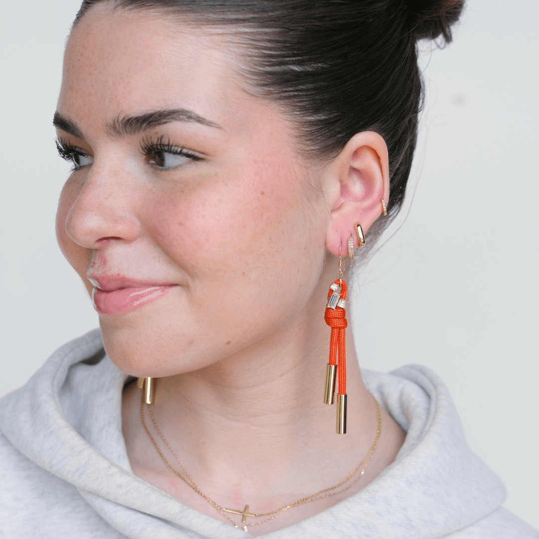 Orange Luxe Denver Cord and Crystal Earring