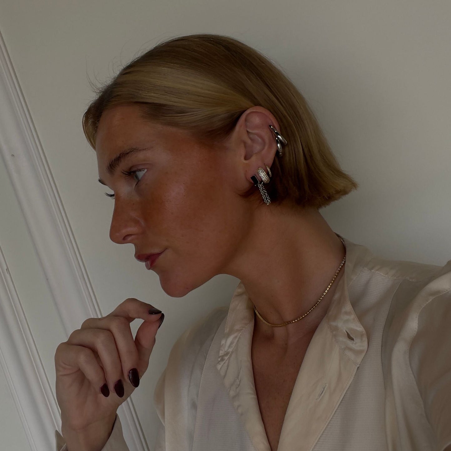 Gold Pavé Dome Huggies