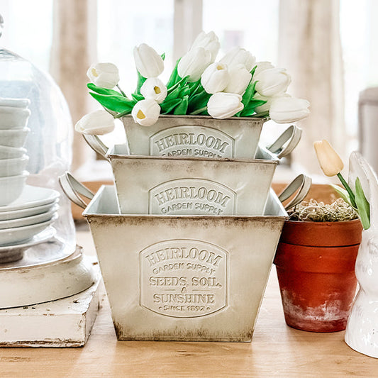 Vintage Metal Planter Set