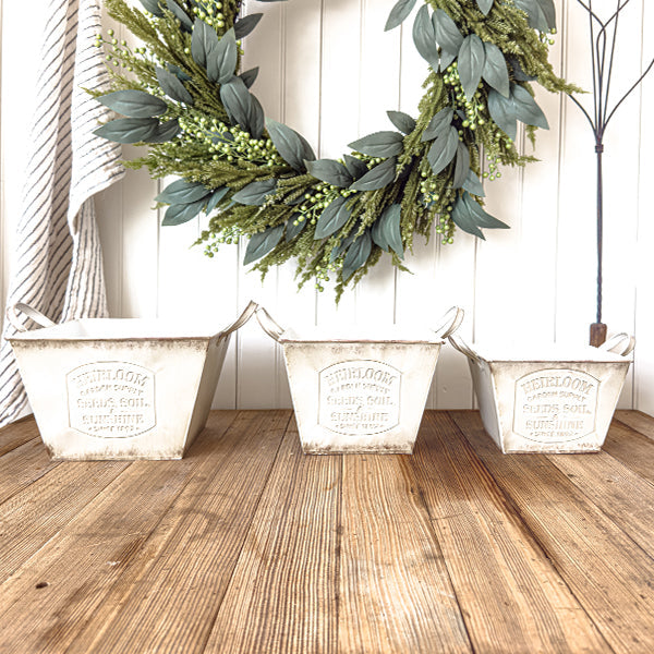 Vintage Metal Planter Set