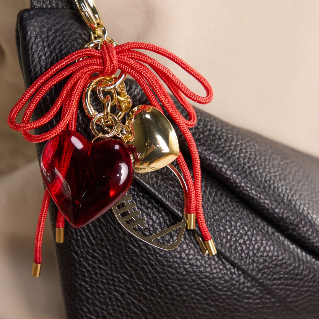 Red Heart & Cord Bag Charm