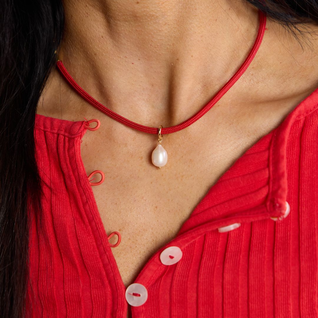 Red Minimalist Waterproof Cord Necklace