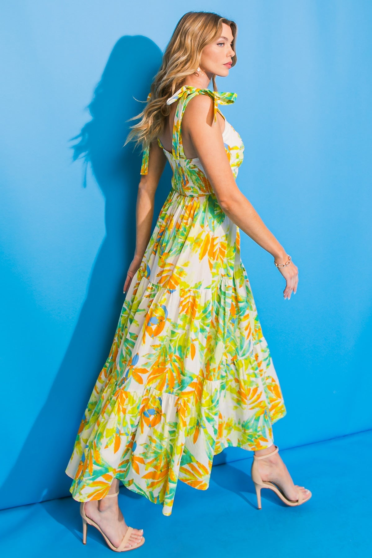 Vacation Views Floral Woven Midi Dress
