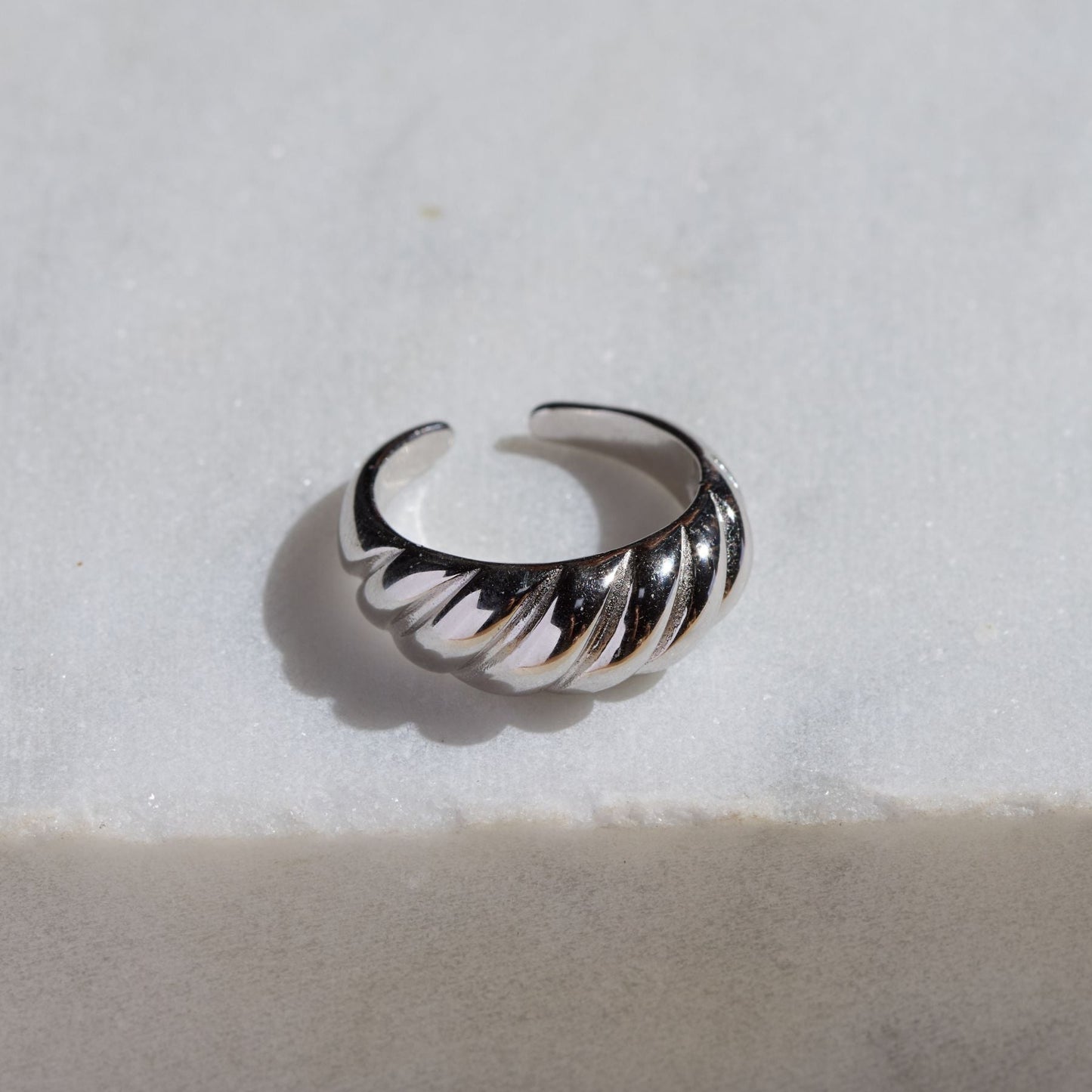 Silver DNA Twist Ring