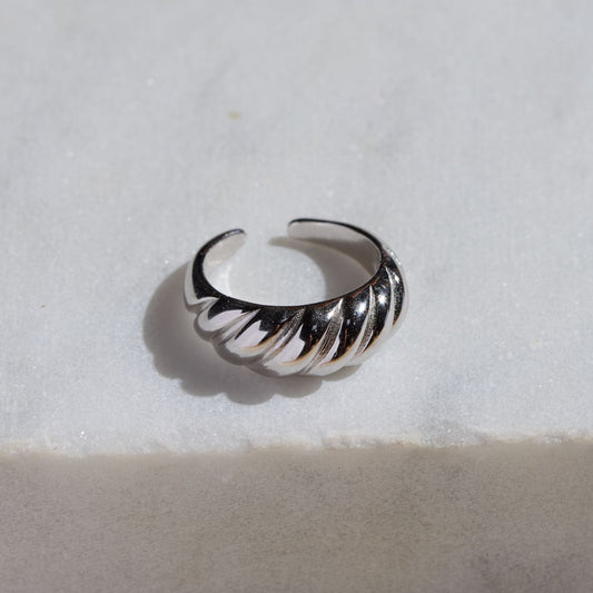 Silver DNA Twist Ring